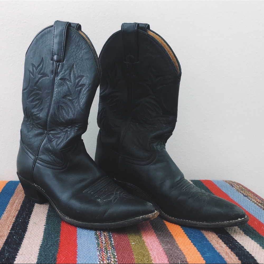 Vintage Black Cowboy Boots